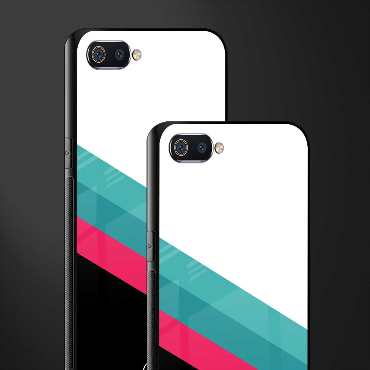 white green red pattern stripes glass case for realme c2 image-2