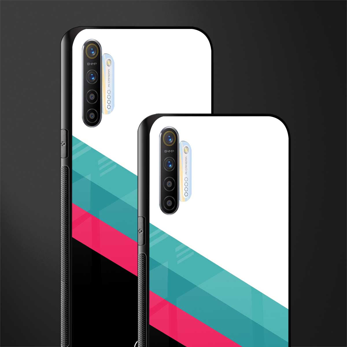 white green red pattern stripes glass case for realme x2 image-2