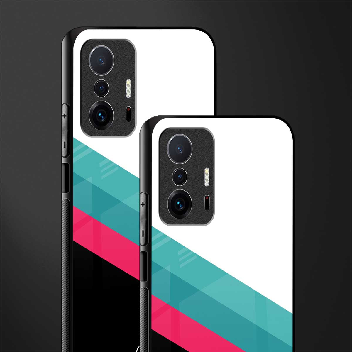 white green red pattern stripes glass case for mi 11t pro 5g image-2