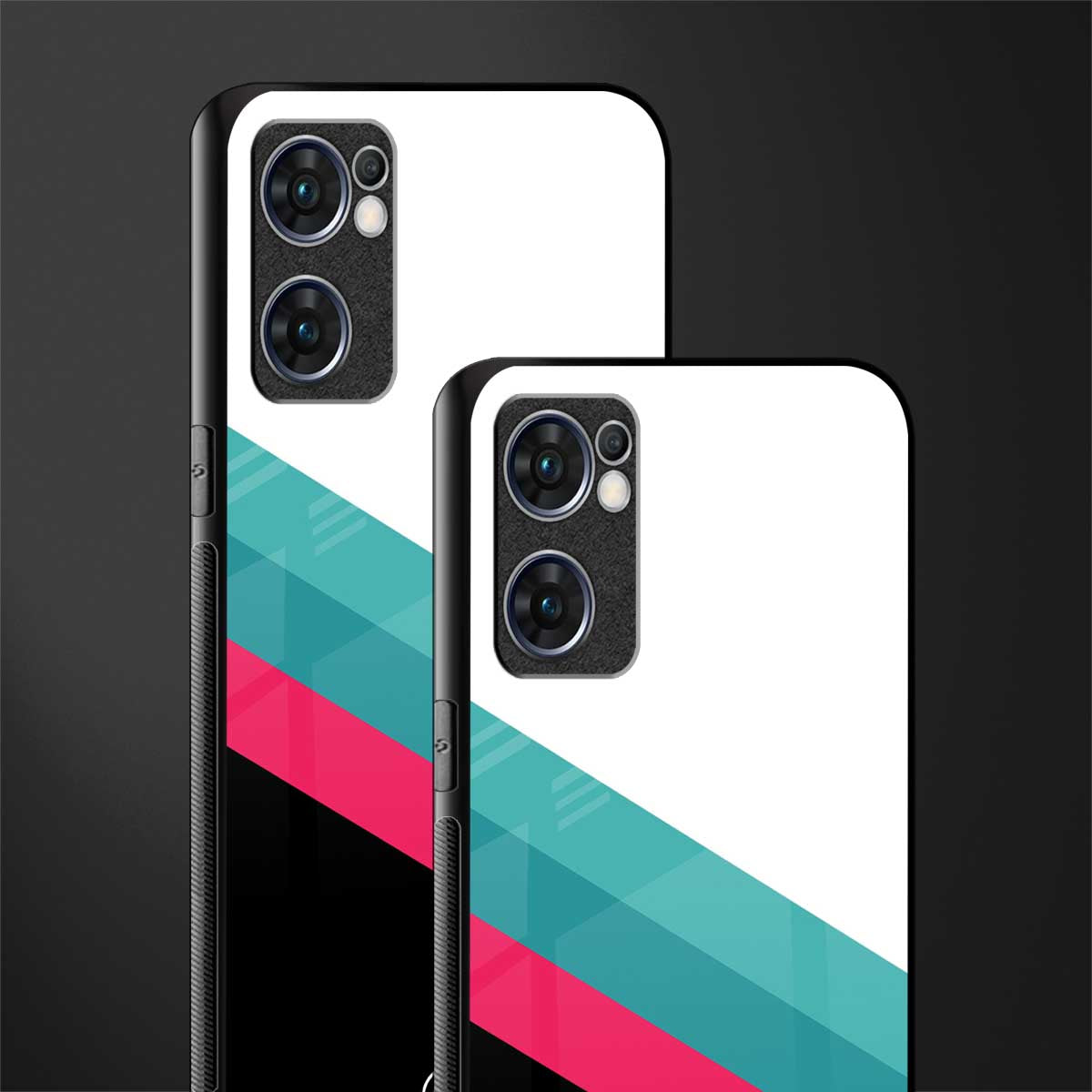 white green red pattern stripes glass case for oppo reno7 5g image-2