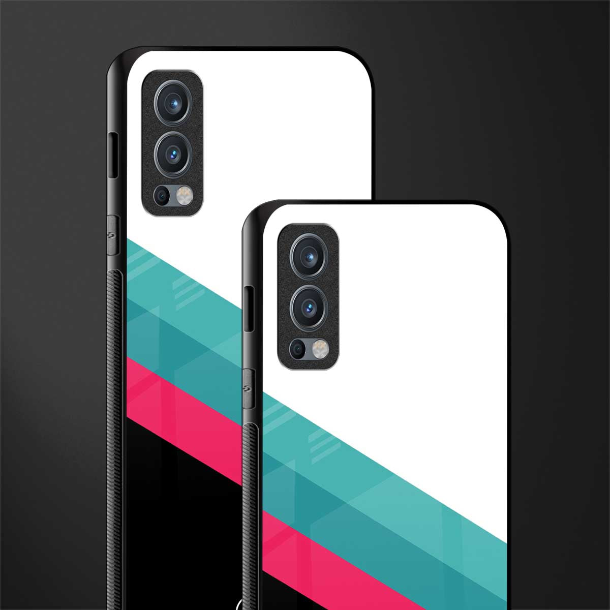 white green red pattern stripes glass case for oneplus nord 2 5g image-2