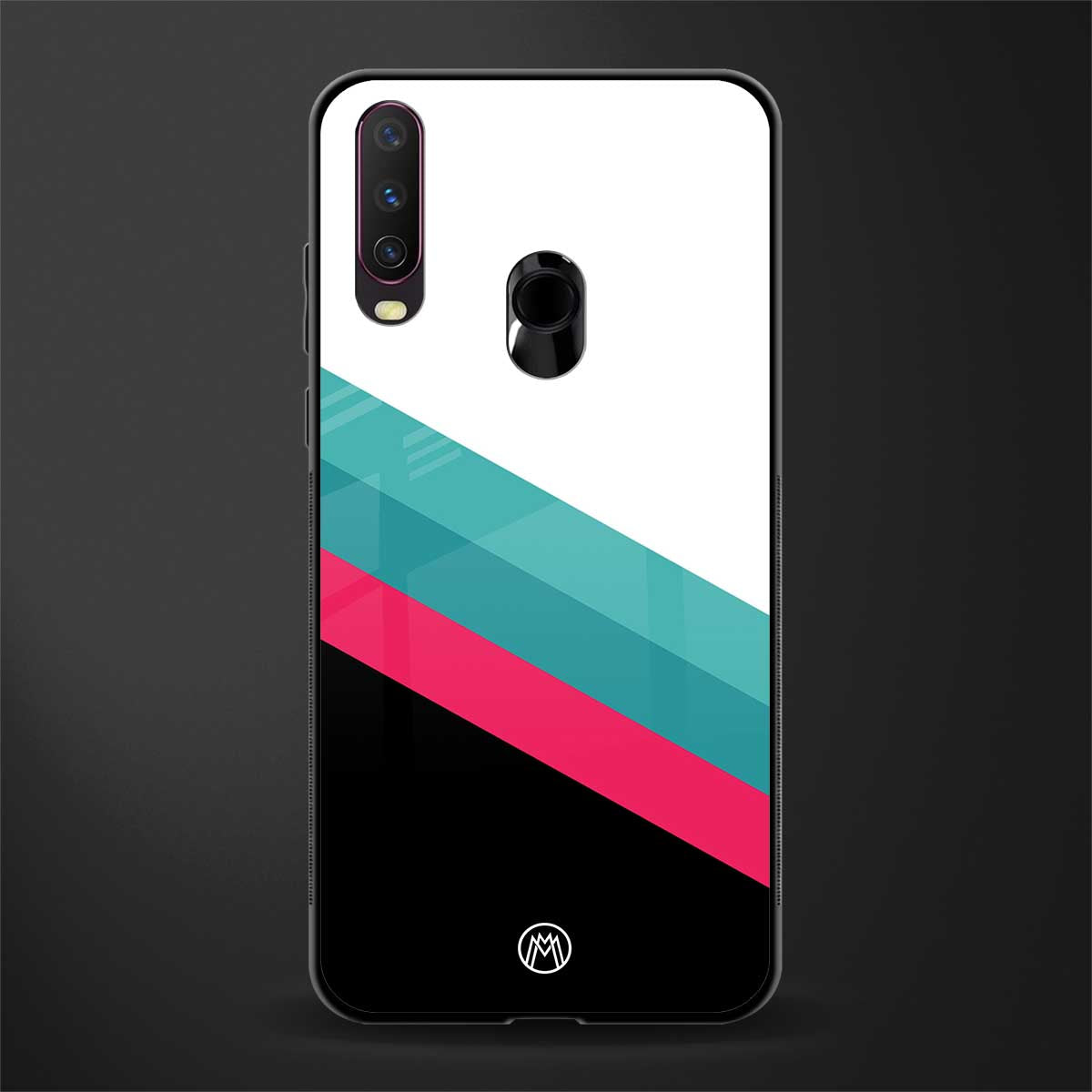 white green red pattern stripes glass case for vivo y15 image