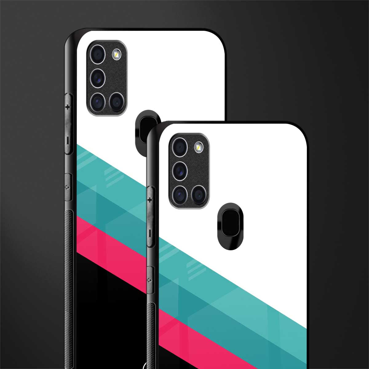 white green red pattern stripes glass case for samsung galaxy a21s image-2