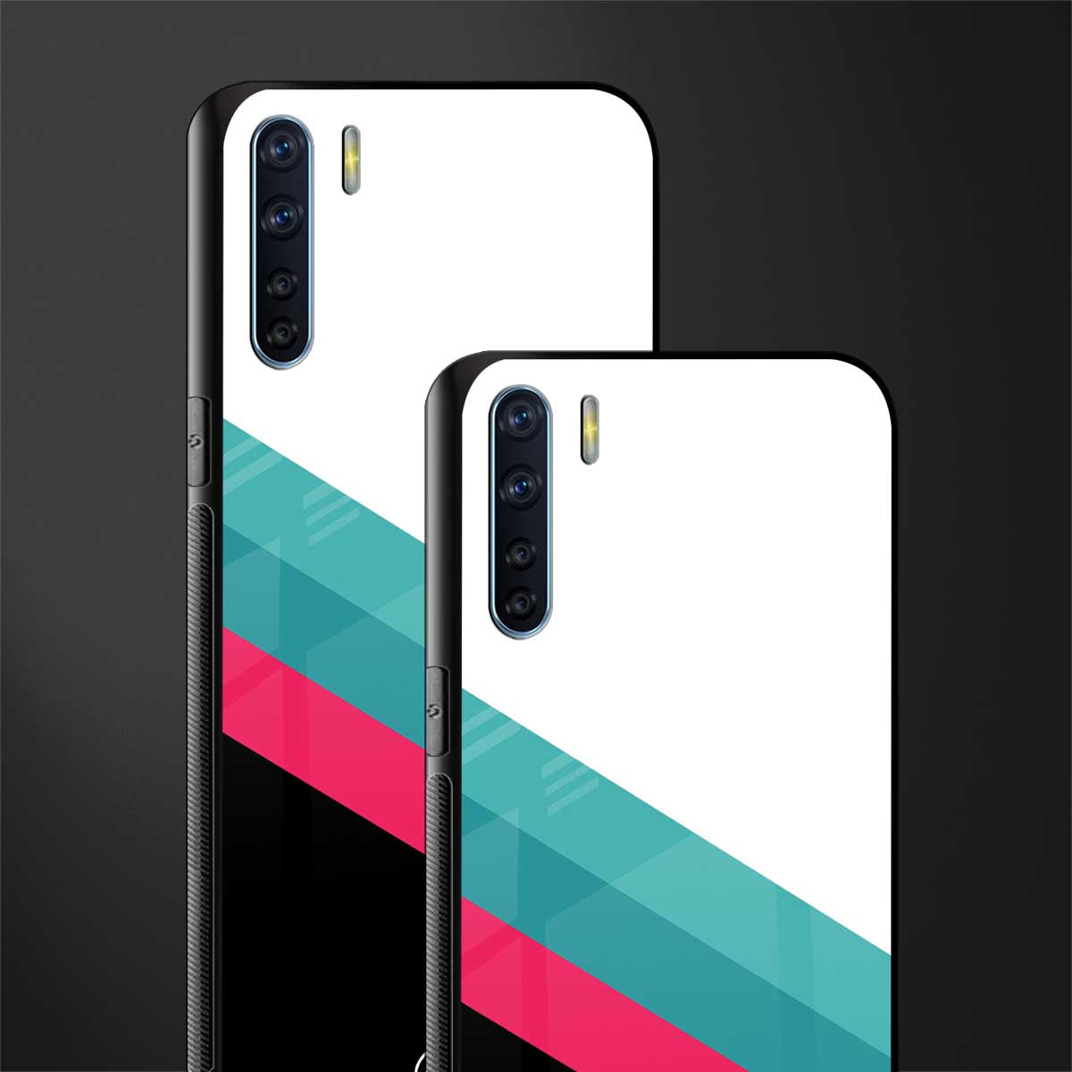 white green red pattern stripes glass case for oppo f15 image-2