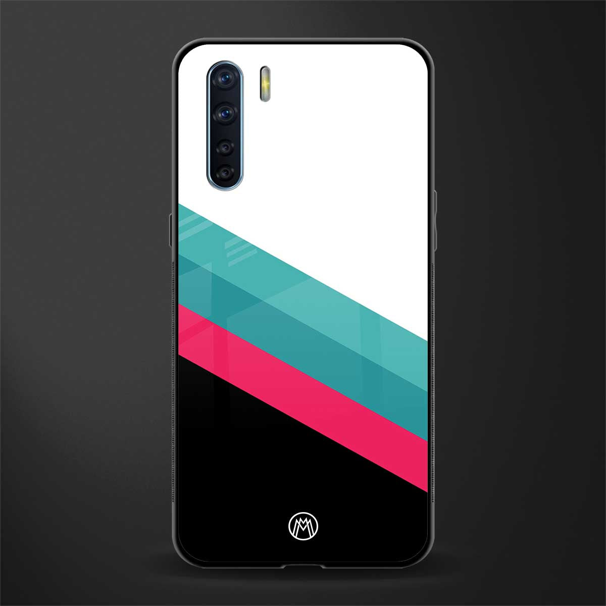 white green red pattern stripes glass case for oppo f15 image