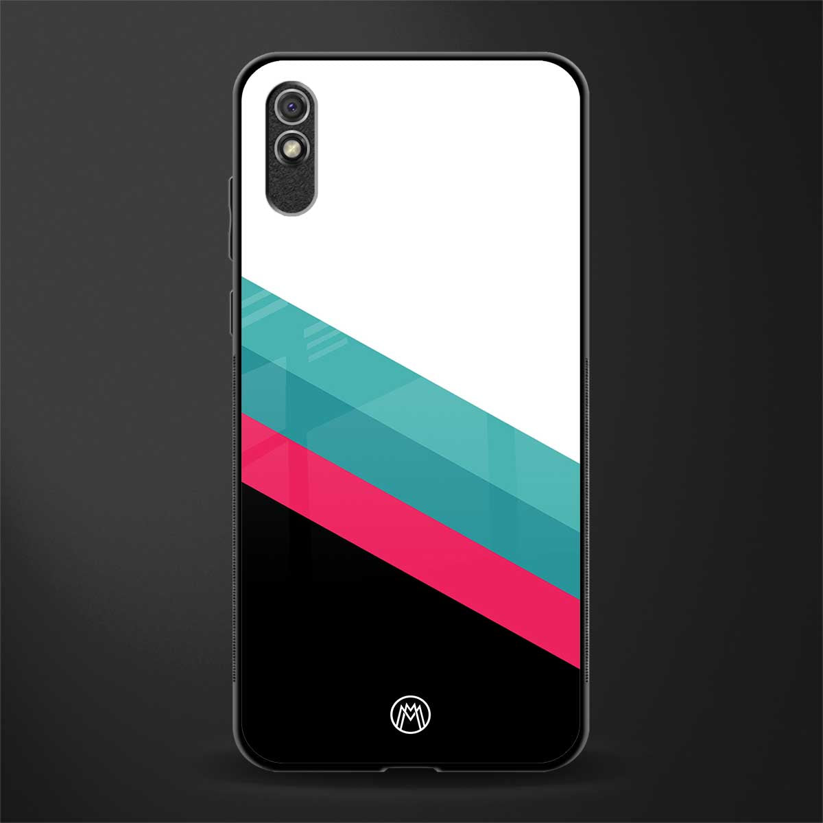 white green red pattern stripes glass case for redmi 9a image