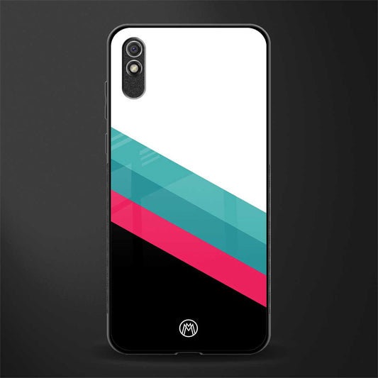 white green red pattern stripes glass case for redmi 9a image