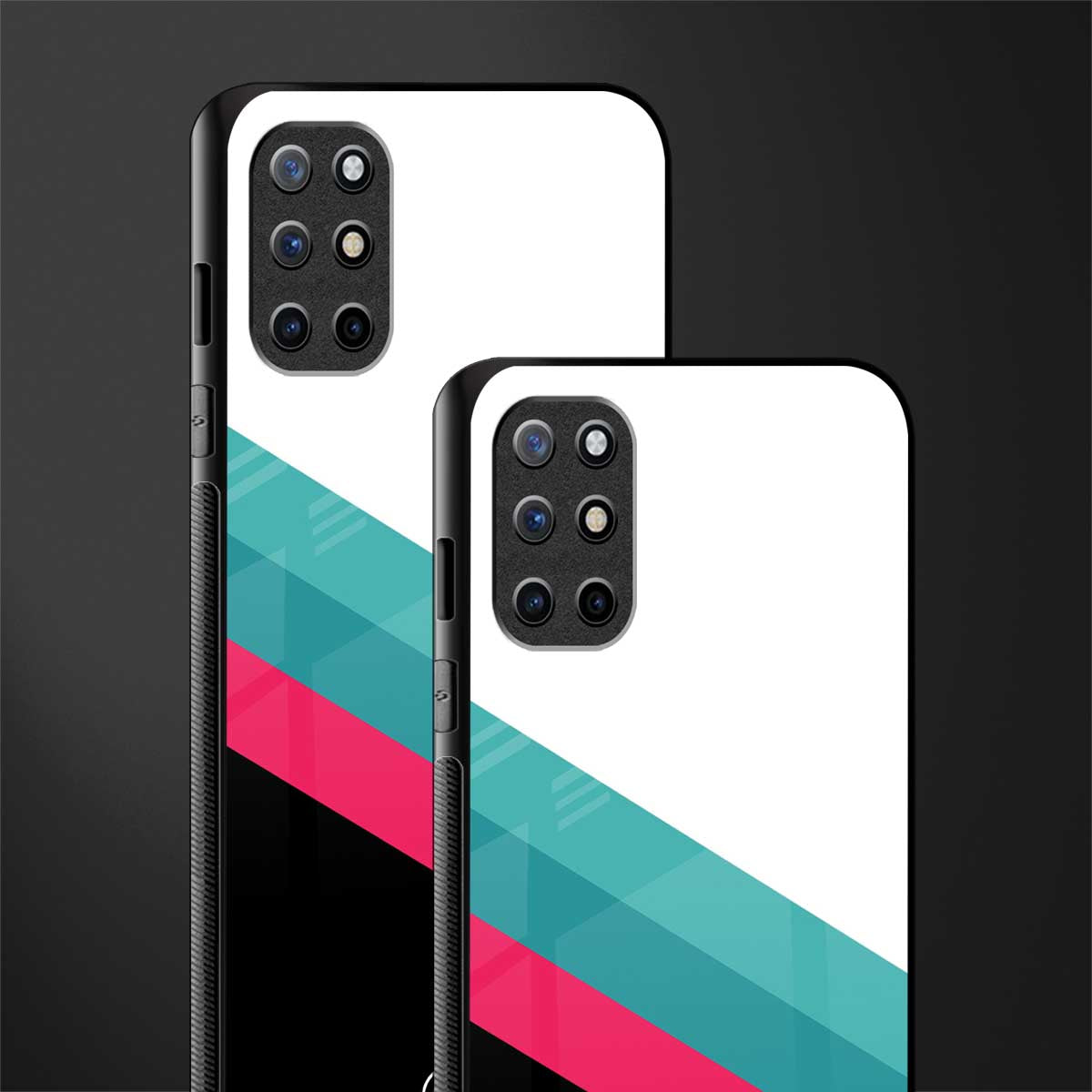 white green red pattern stripes glass case for oneplus 8t image-2