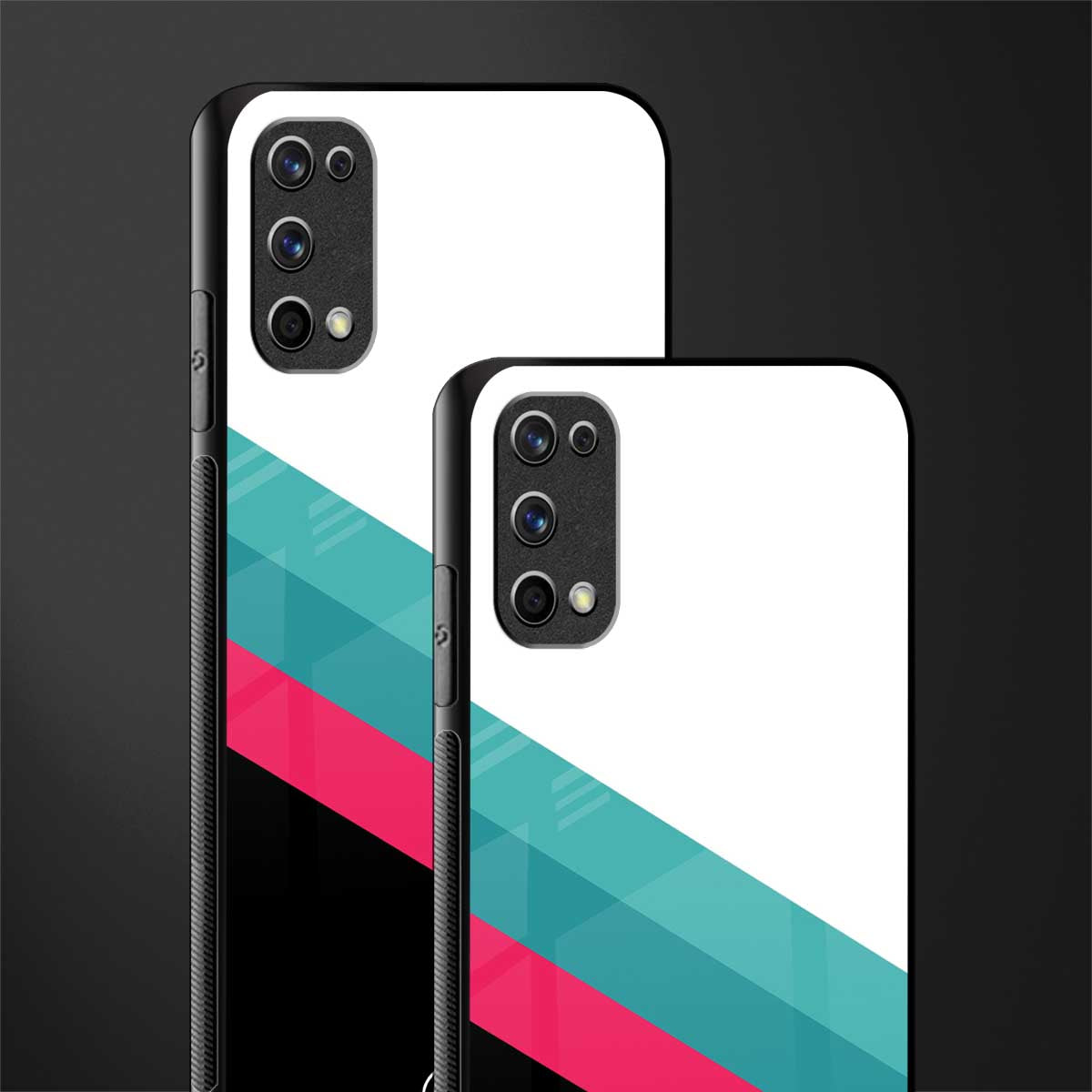 white green red pattern stripes glass case for realme 7 pro image-2