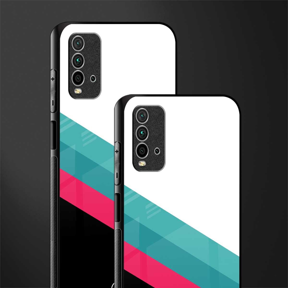 white green red pattern stripes glass case for redmi 9 power image-2
