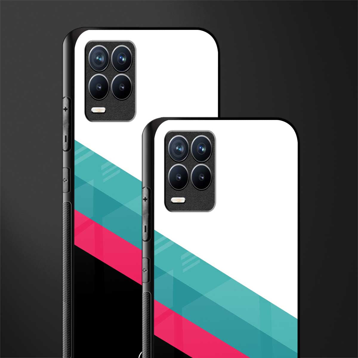 white green red pattern stripes glass case for realme 8 4g image-2