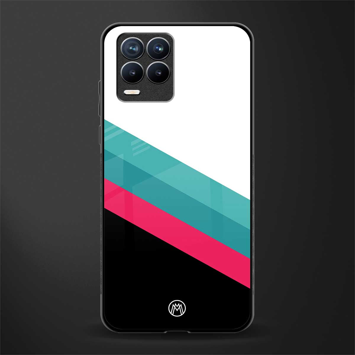 white green red pattern stripes glass case for realme 8 4g image
