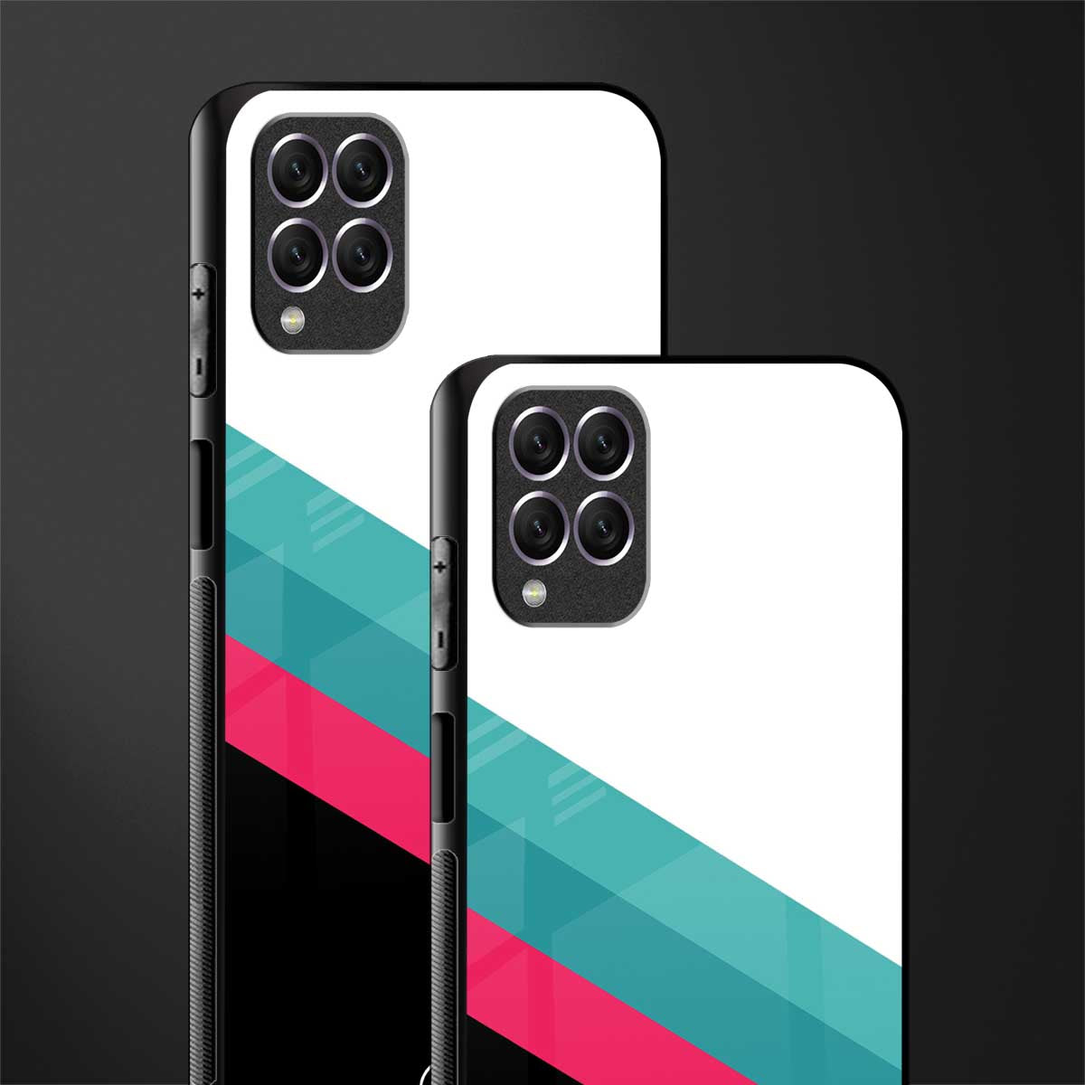 white green red pattern stripes glass case for samsung galaxy f62 image-2