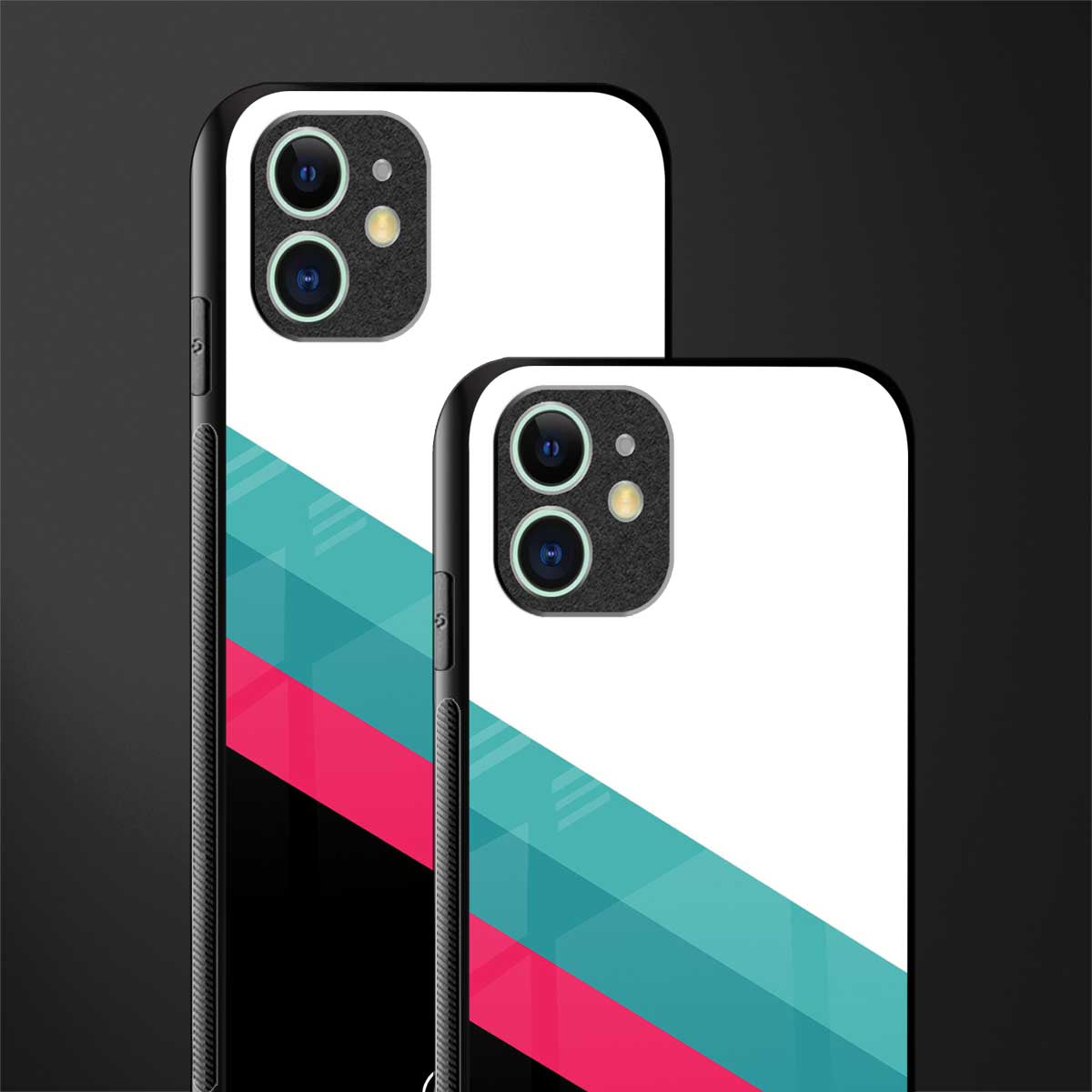 white green red pattern stripes glass case for iphone 12 mini image-2