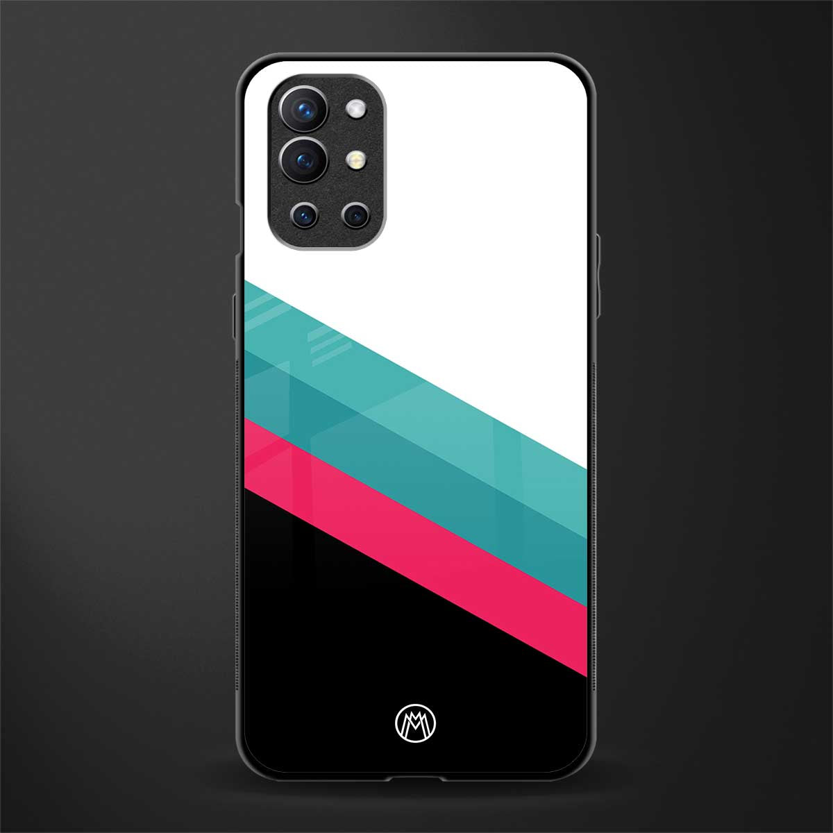 white green red pattern stripes glass case for oneplus 9r image