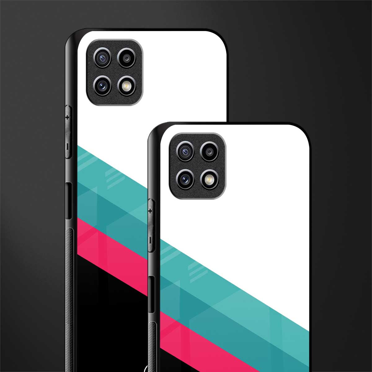 white green red pattern stripes glass case for samsung galaxy a22 5g image-2