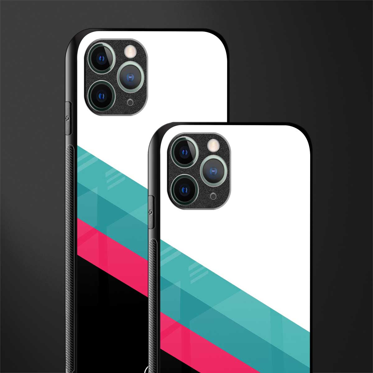 white green red pattern stripes glass case for iphone 11 pro image-2
