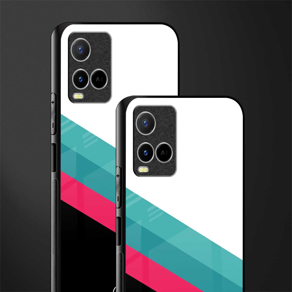 white green red pattern stripes glass case for vivo y33s vivo y33t image-2