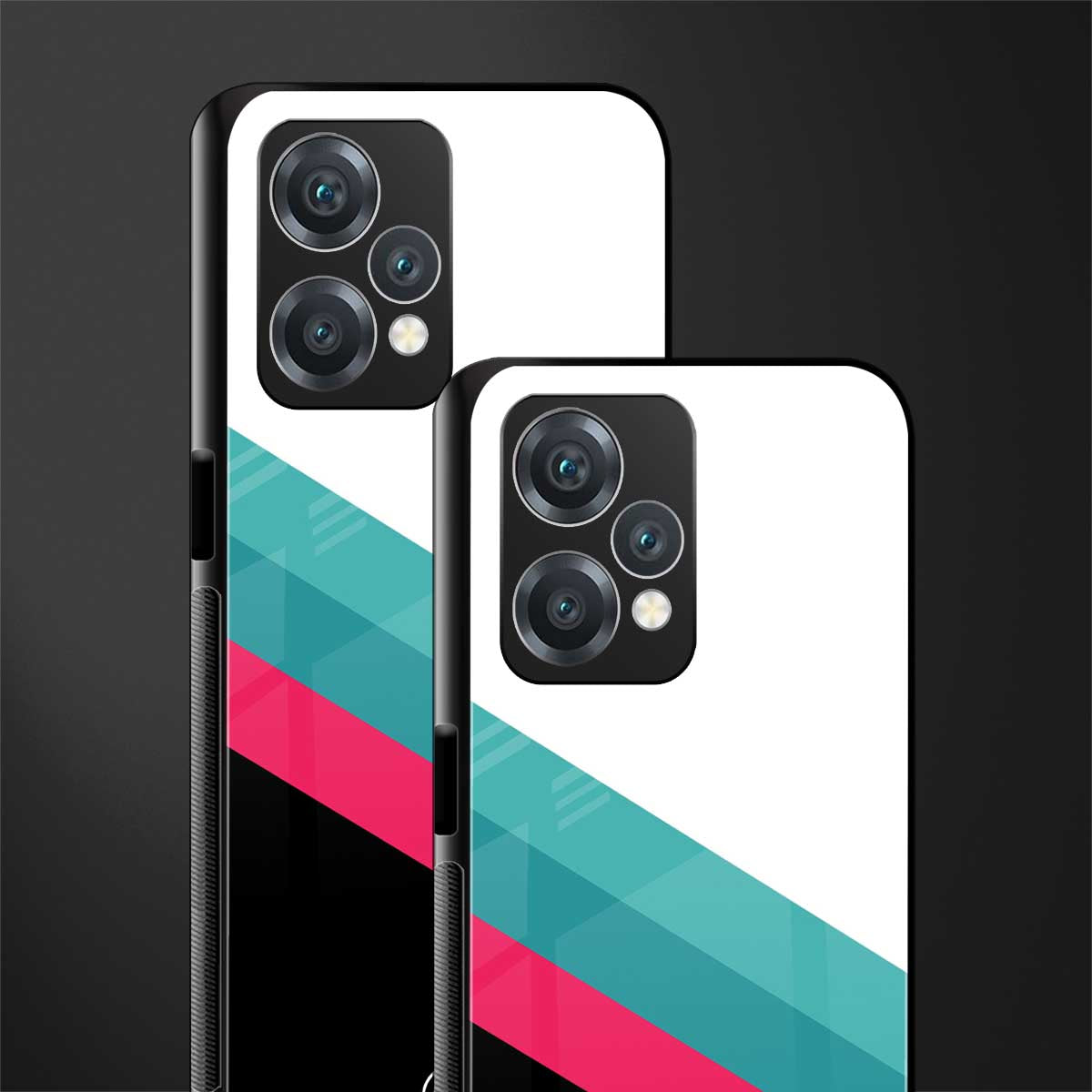 white green red pattern stripes back phone cover | glass case for oneplus nord ce 2 lite 5g