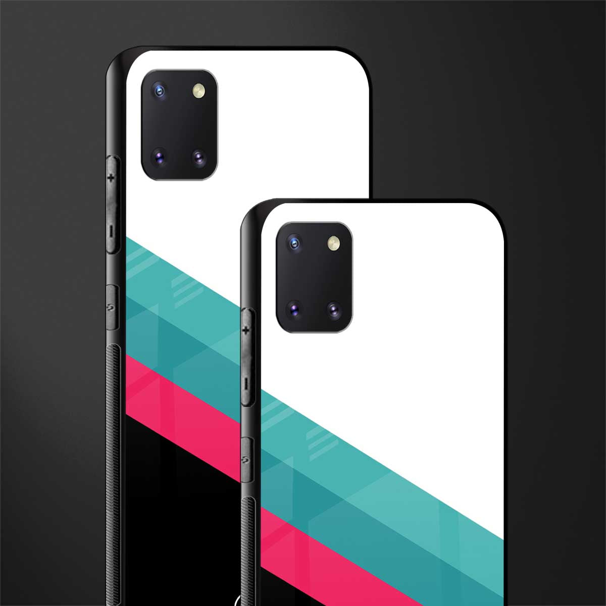 white green red pattern stripes glass case for samsung a81 image-2