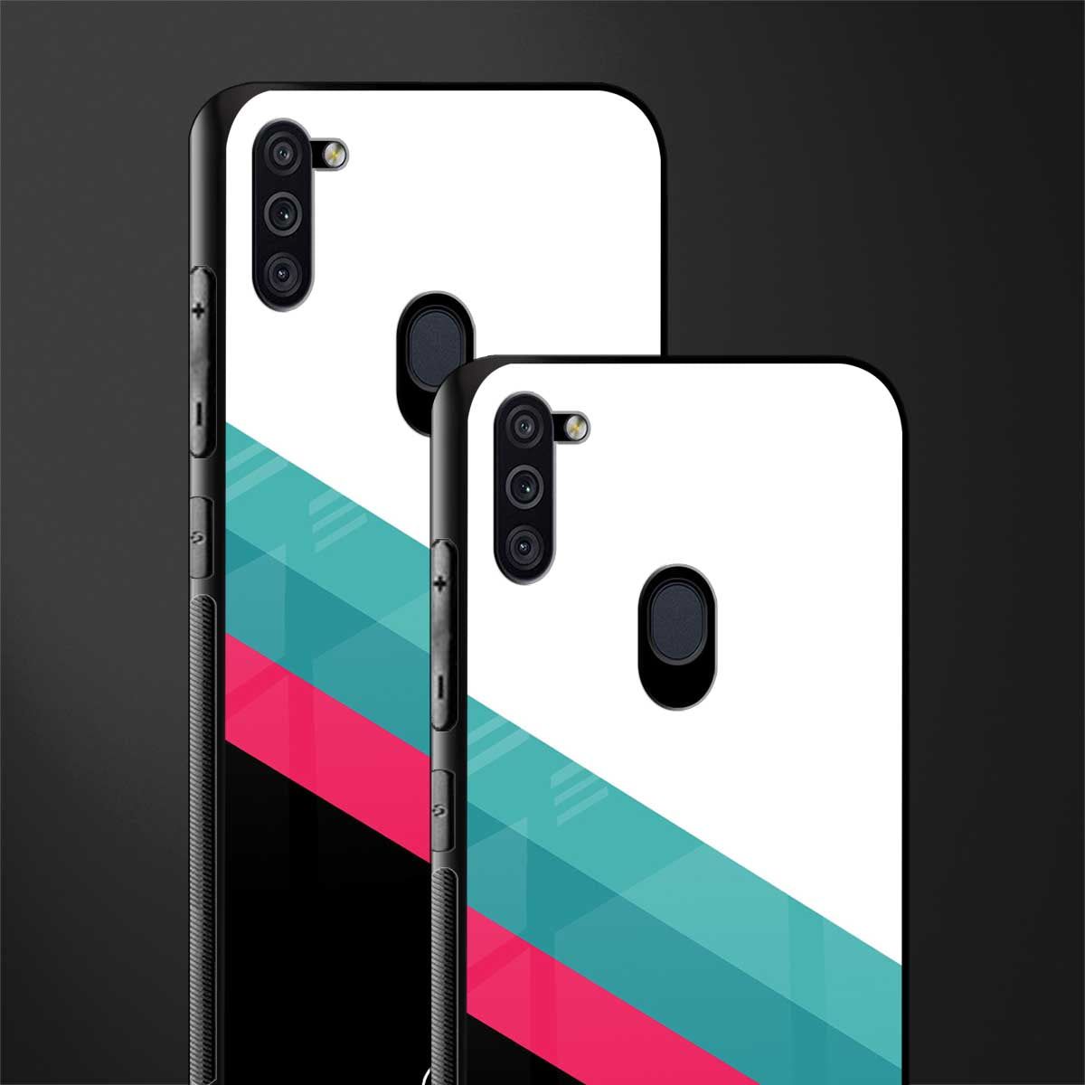white green red pattern stripes glass case for samsung a11 image-2