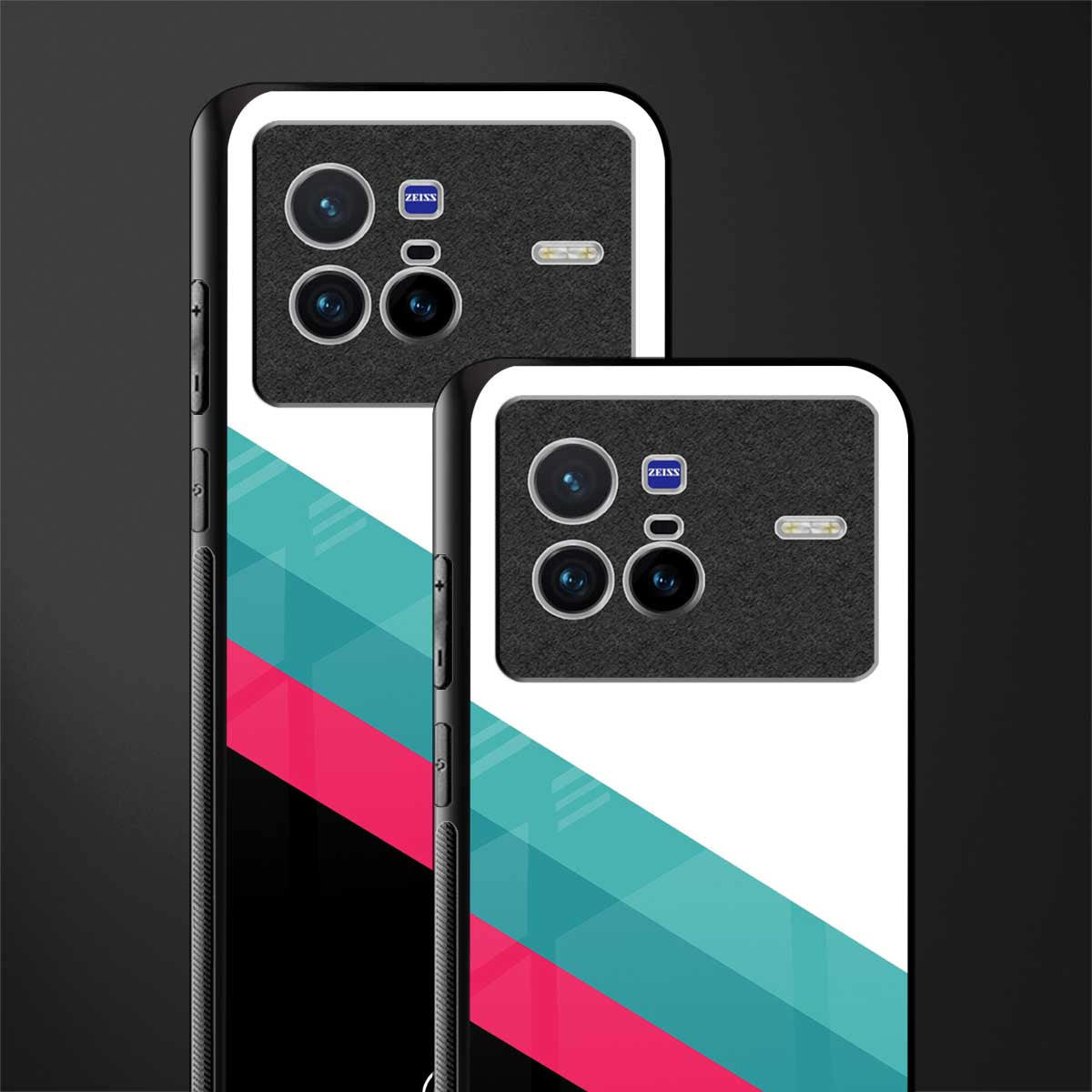 white green red pattern stripes glass case for vivo x80 image-2
