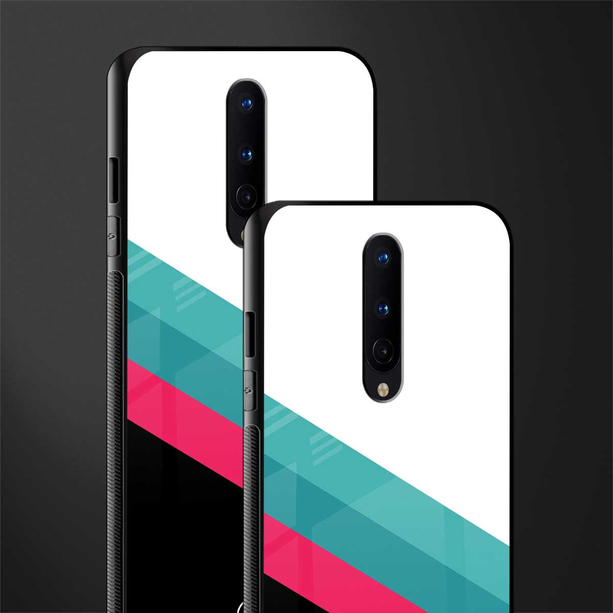 white green red pattern stripes glass case for oneplus 8 image-2