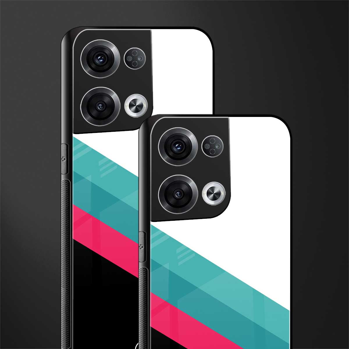 white green red pattern stripes back phone cover | glass case for oppo reno 8 pro