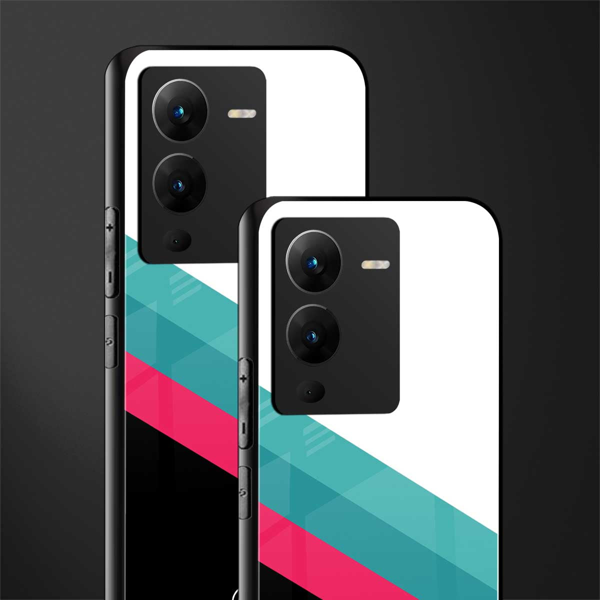 white green red pattern stripes back phone cover | glass case for vivo v25 pro 5g