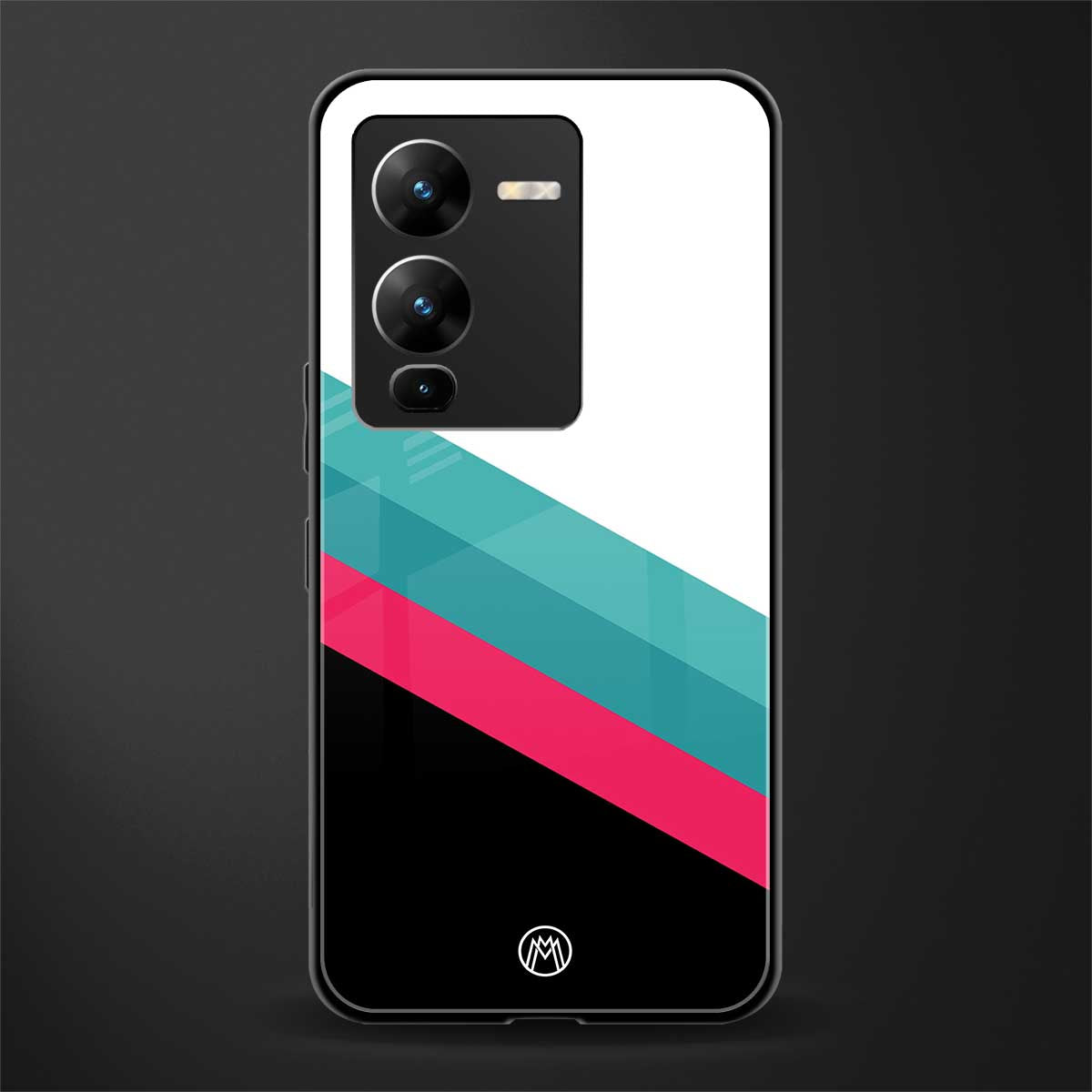 white green red pattern stripes back phone cover | glass case for vivo v25 pro 5g