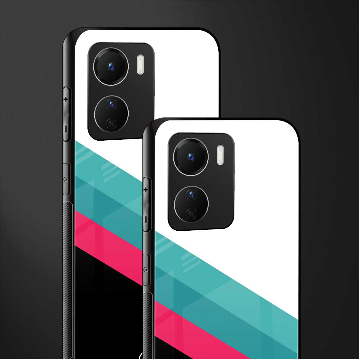 white green red pattern stripes back phone cover | glass case for vivo y16