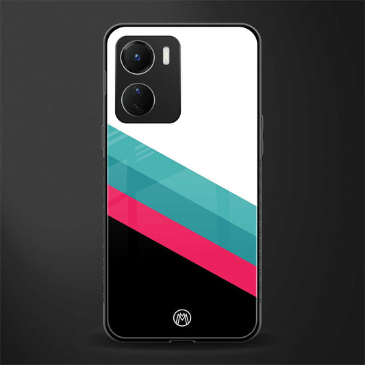white green red pattern stripes back phone cover | glass case for vivo y16