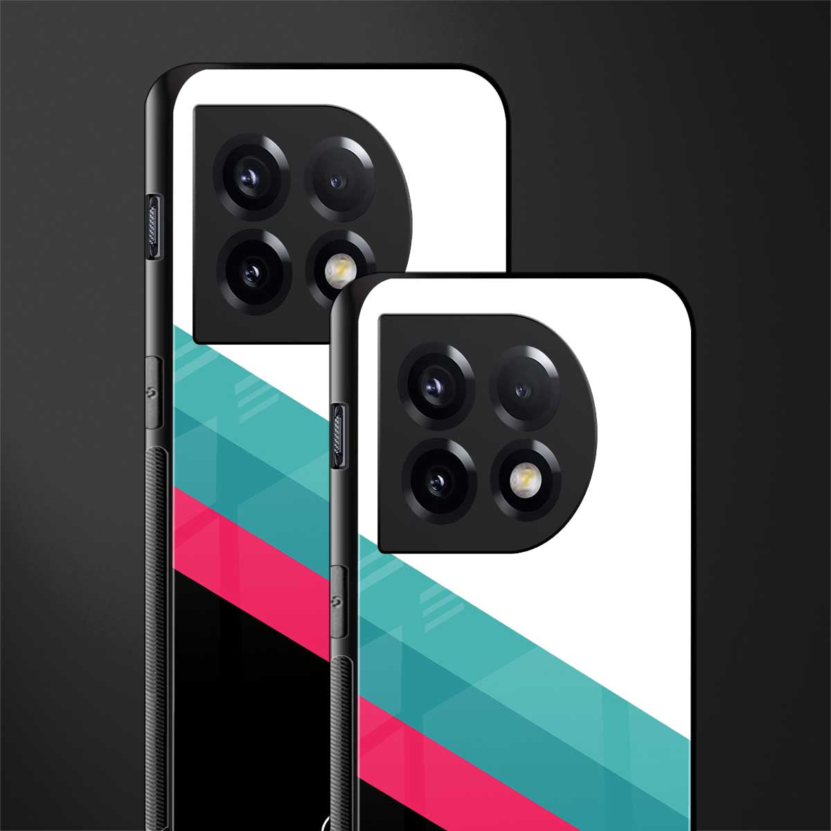 white green red pattern stripes back phone cover | glass case for oneplus 11