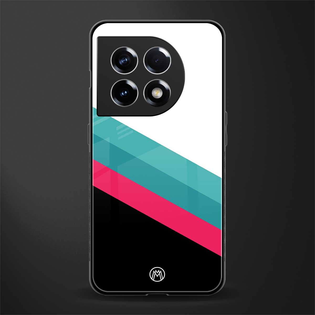 white green red pattern stripes back phone cover | glass case for oneplus 11
