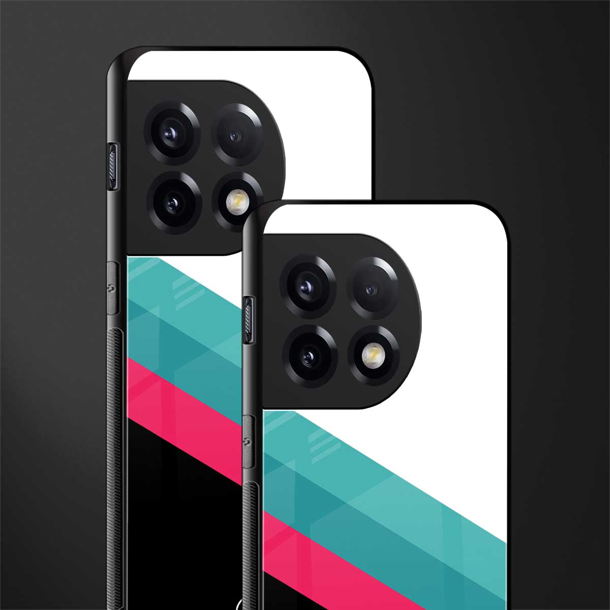 white green red pattern stripes back phone cover | glass case for oneplus 11r