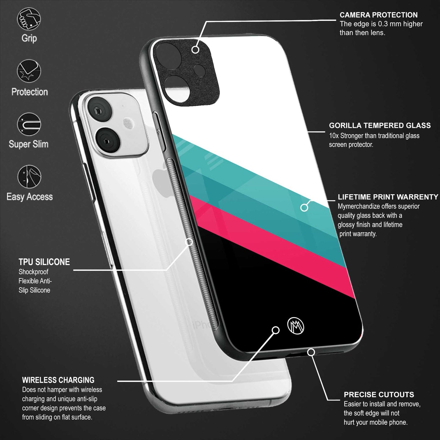 white green red pattern stripes glass case for oppo reno 3 pro image-4