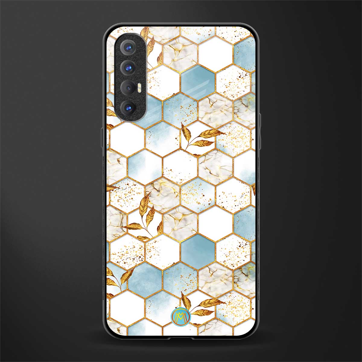 white marble tiles glass case for oppo reno 3 pro image
