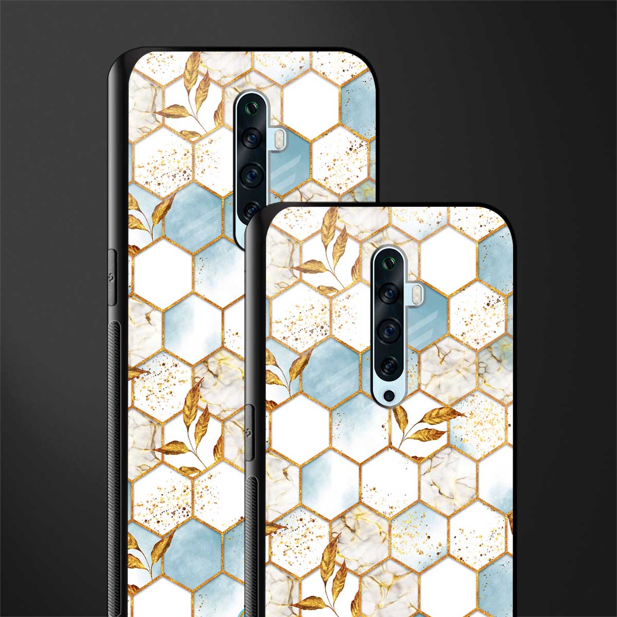 white marble tiles glass case for oppo reno 2f image-2