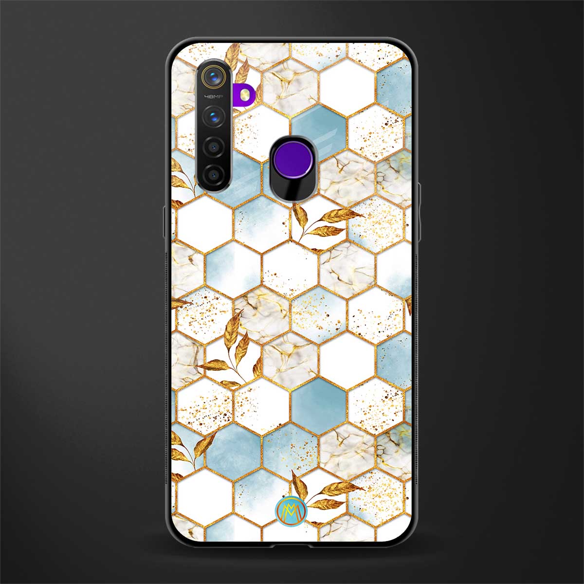 white marble tiles glass case for realme 5s image