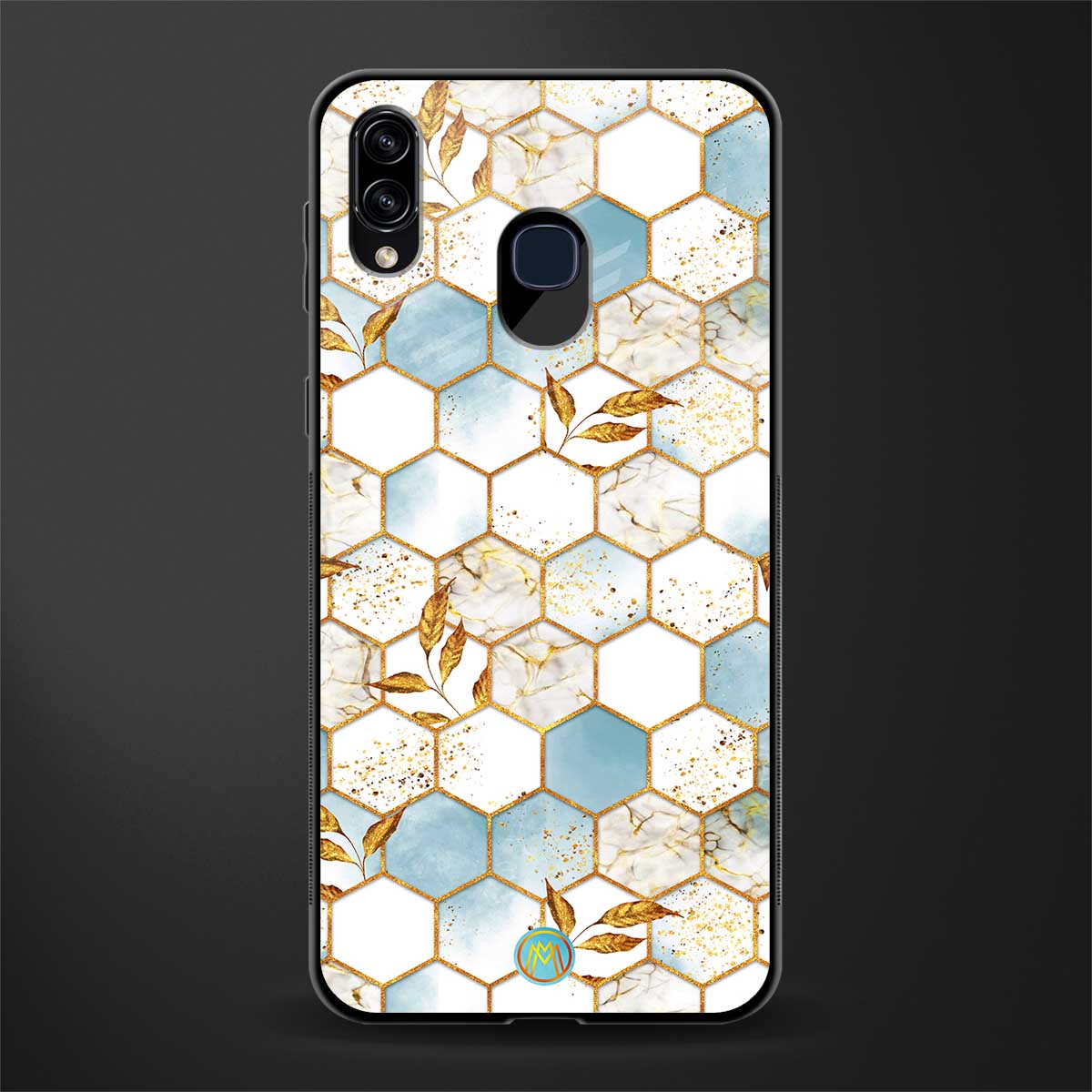 white marble tiles glass case for samsung galaxy a30 image