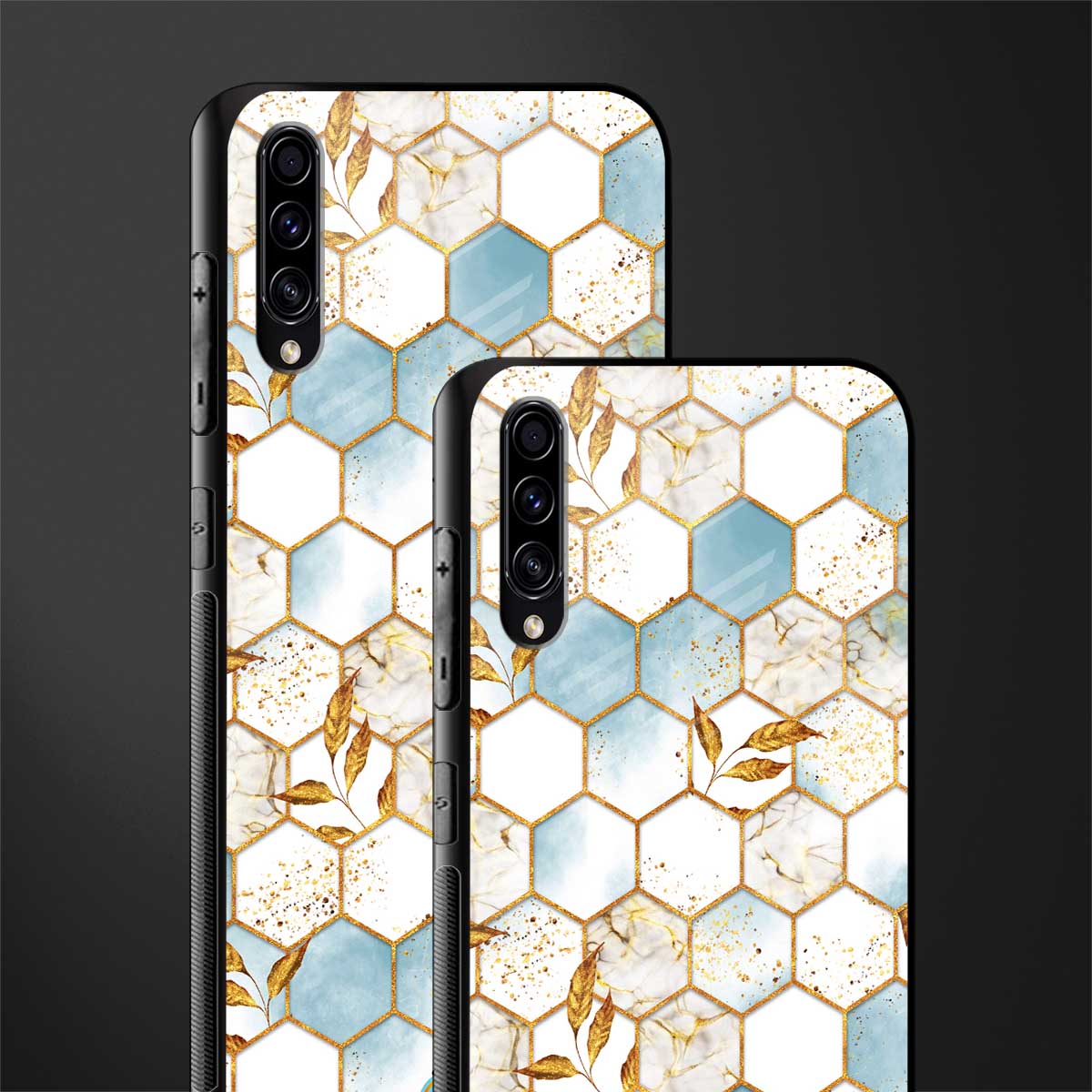 white marble tiles glass case for samsung galaxy a70 image-2