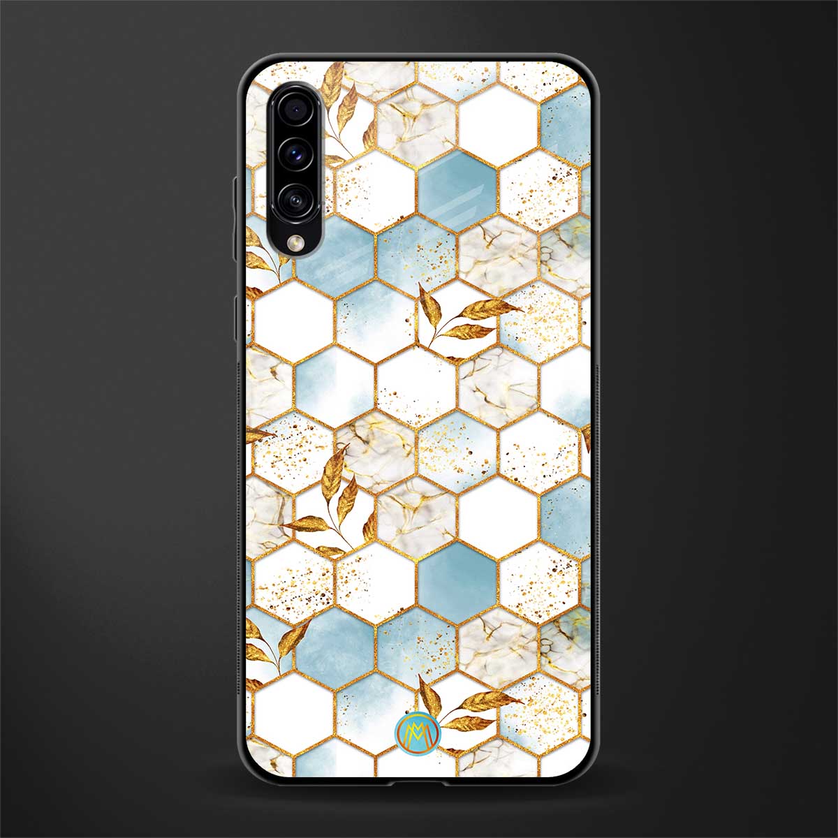 white marble tiles glass case for samsung galaxy a70 image
