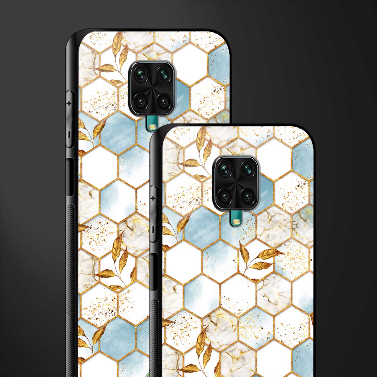 white marble tiles glass case for poco m2 pro image-2