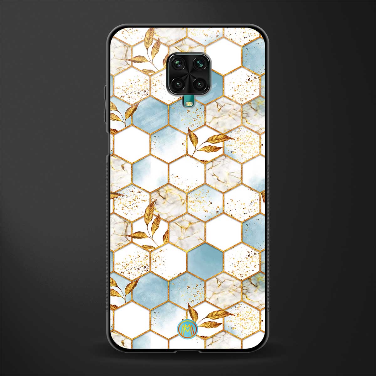 white marble tiles glass case for poco m2 pro image