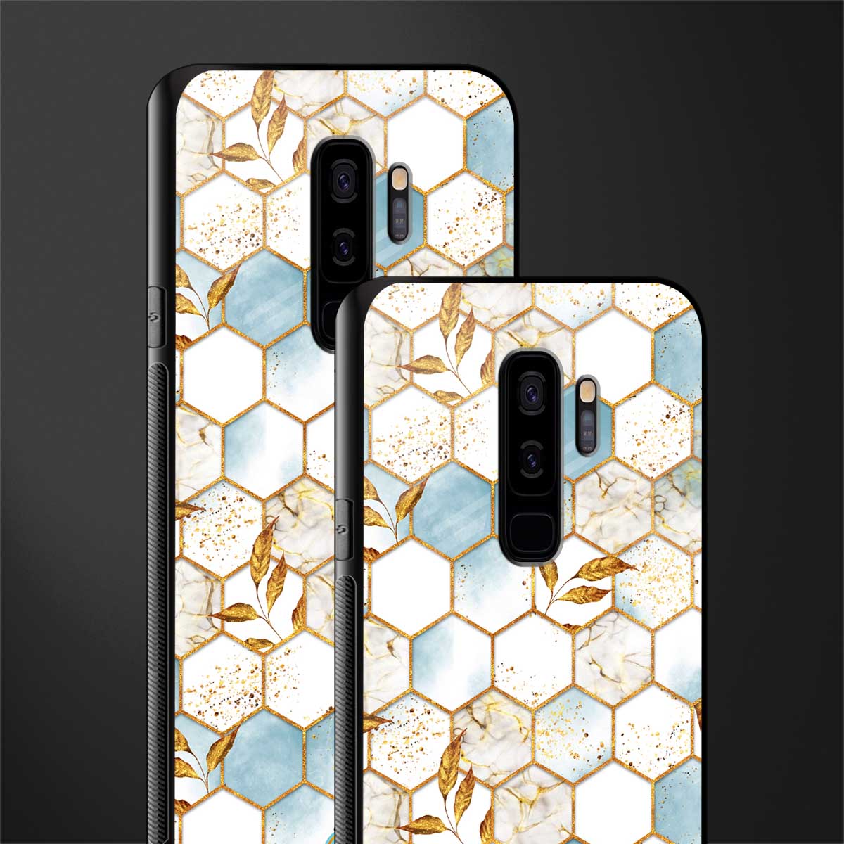 white marble tiles glass case for samsung galaxy s9 plus image-2