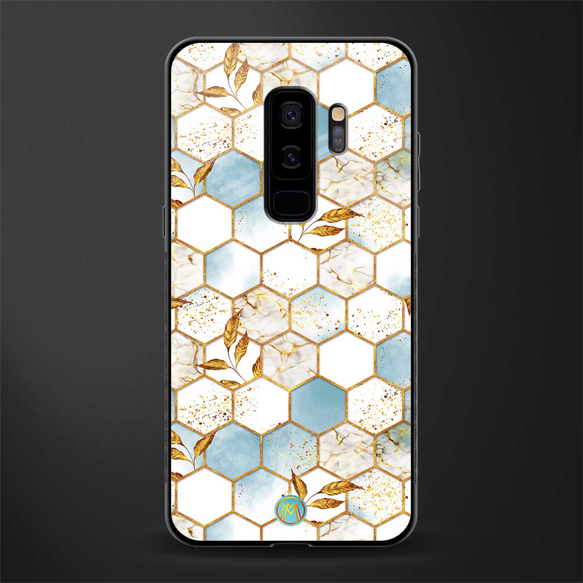 white marble tiles glass case for samsung galaxy s9 plus image