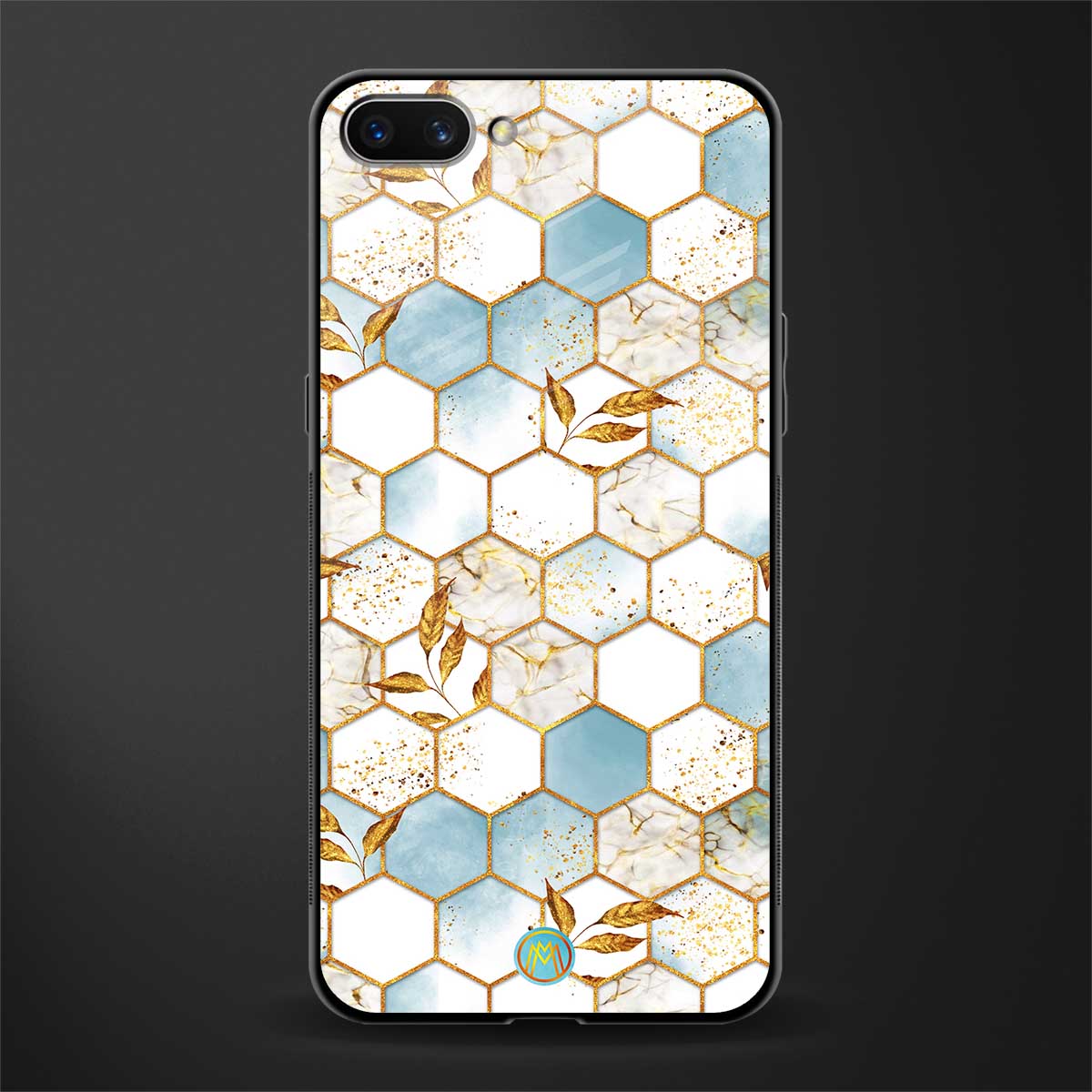 white marble tiles glass case for realme c1 image