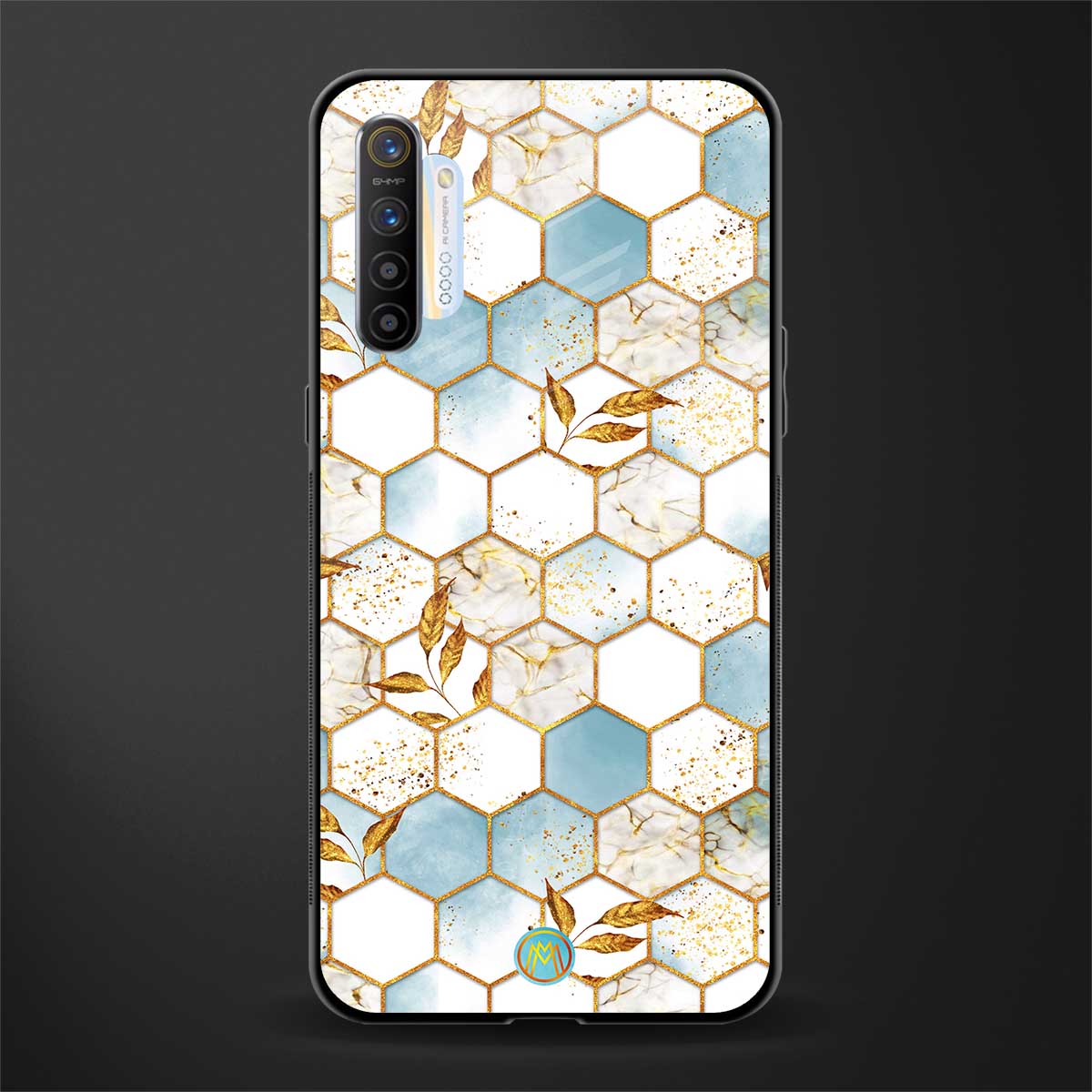 white marble tiles glass case for realme x2 image