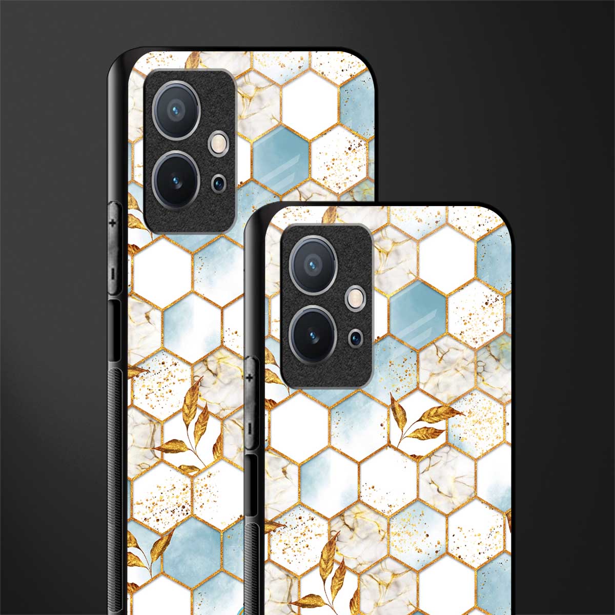 white marble tiles glass case for vivo y75 5g image-2