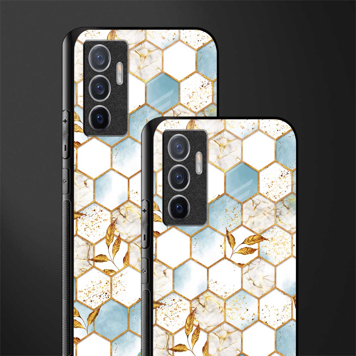 white marble tiles glass case for vivo v23e image-2